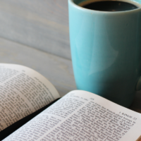Bible and coffee cup
